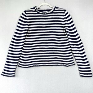 J Crew Rollneck Sweater Womens Medium Nautical Stripe Fisherman Mock Roll Neck